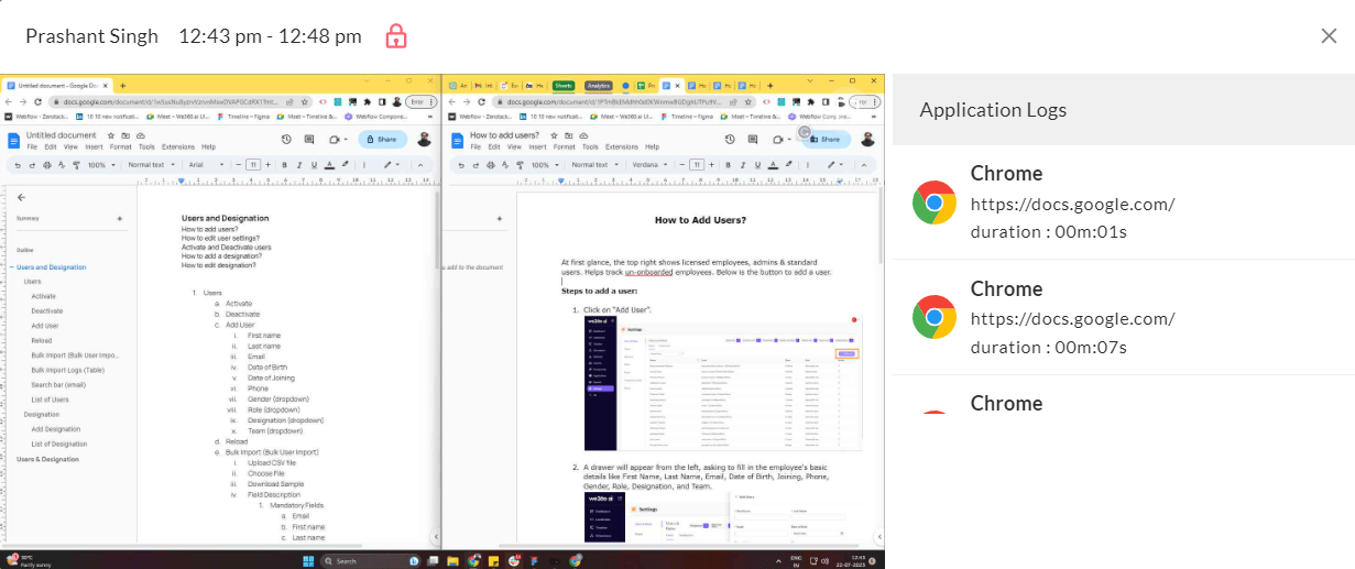 Timeline screenshot detail